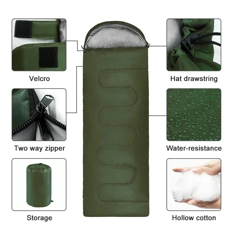 Ultralight Waterproof 4-Season Camping Sleeping Bag for Outdoor Adventures