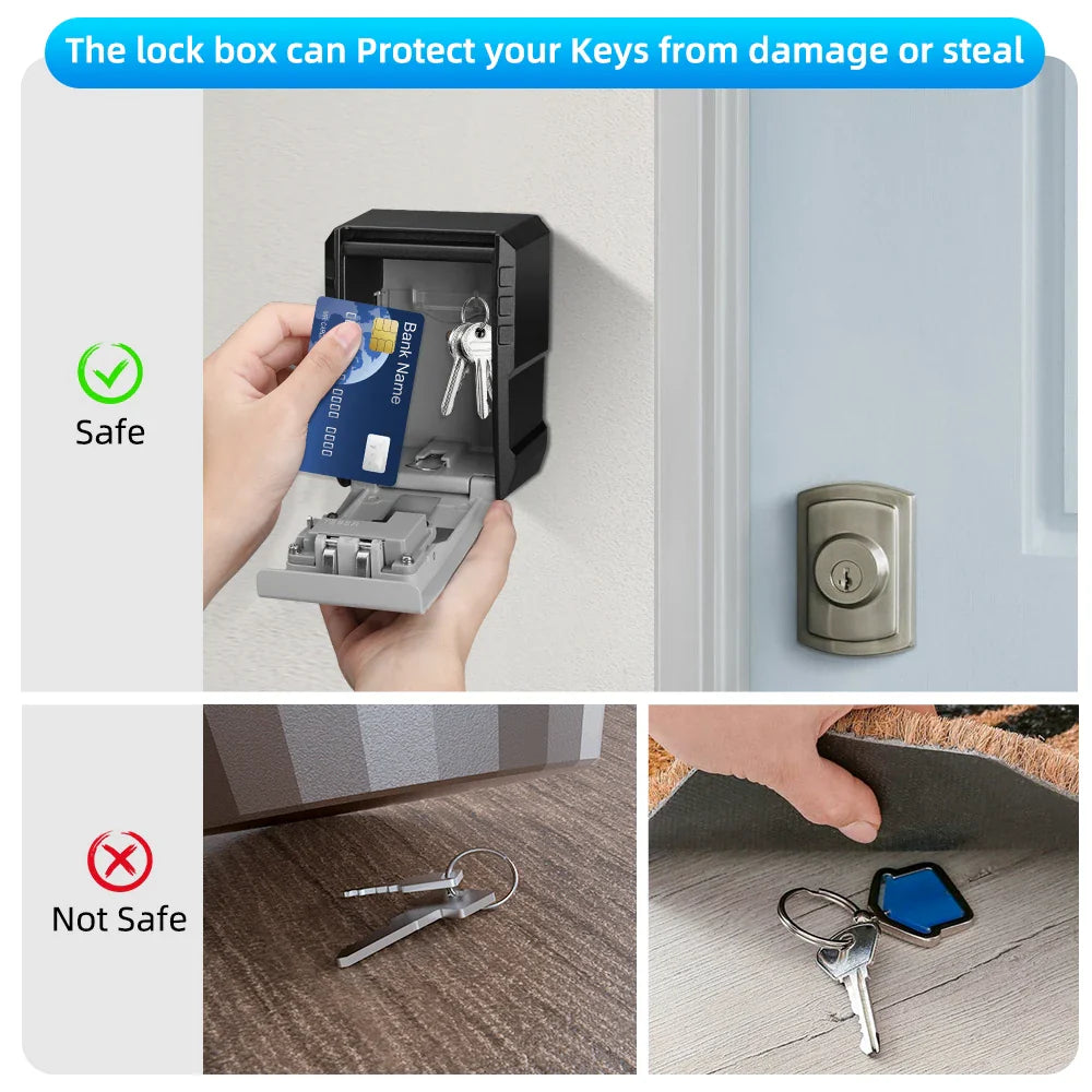Awapow Wall-Mount Key Box - 4-Digit Lock, Weatherproof & Secure