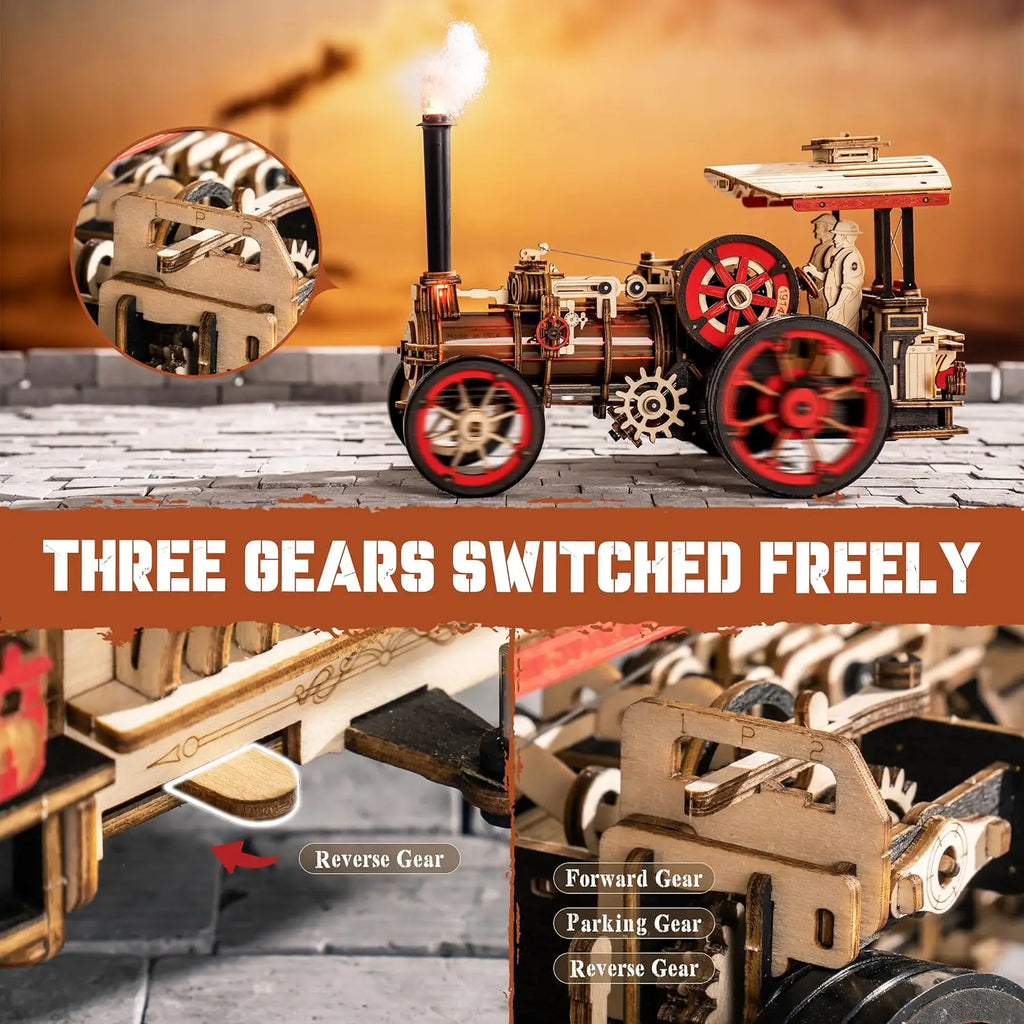 Robotime Wooden Steam Locomotive Model Kit - 3D Puzzle for All Ages
