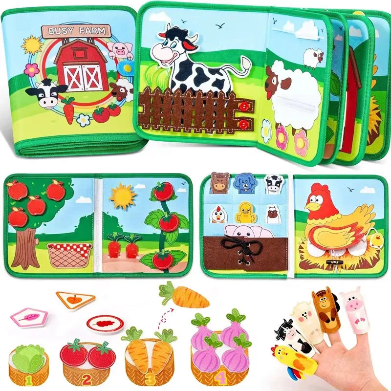 Montessori Farm Animal Cloth Book - Interactive Learning Toy for Toddlers