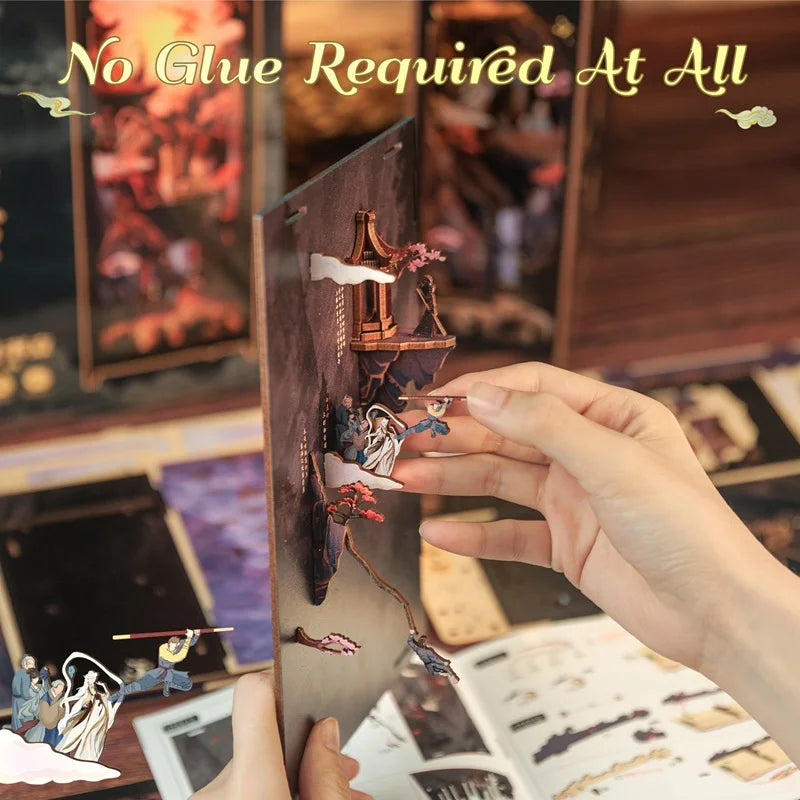 CUTEBEE DIY Book Nook Kit - Miniature Wooden Dollhouse with Lighting