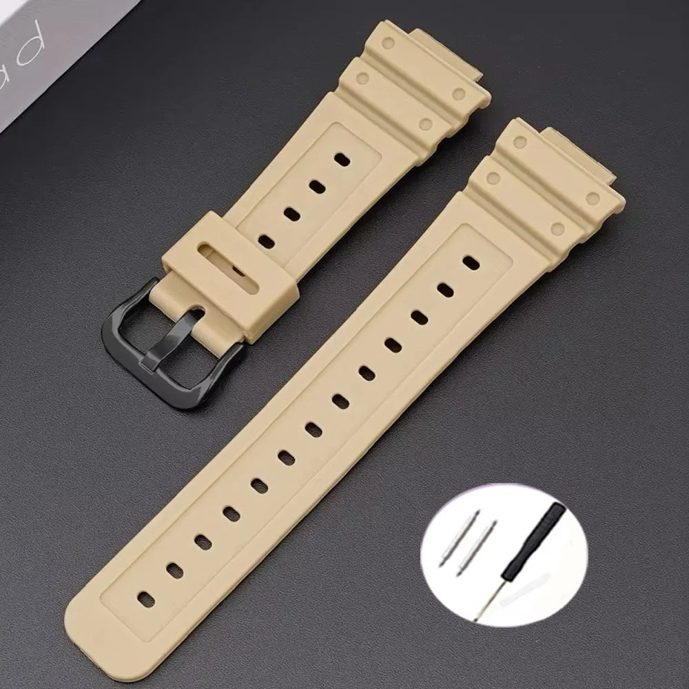 16mm Waterproof Silicone Watch Strap for Casio Models | Silver Buckle