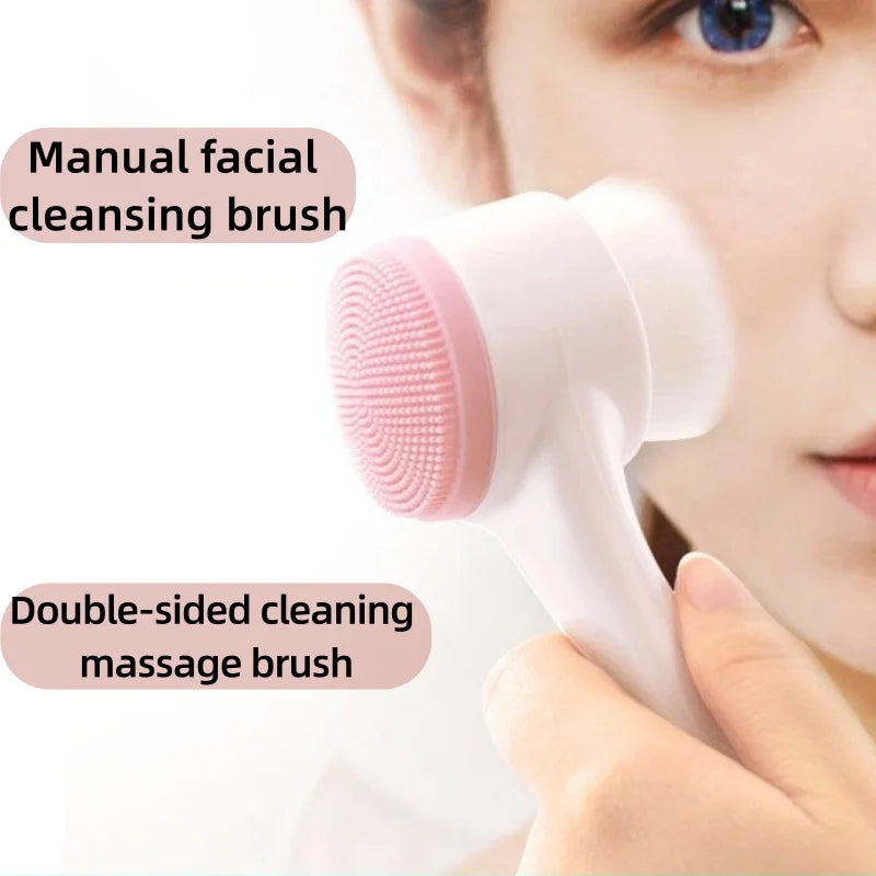 Silicone Double-Sided Facial Cleanser Brush for Blackhead Removal