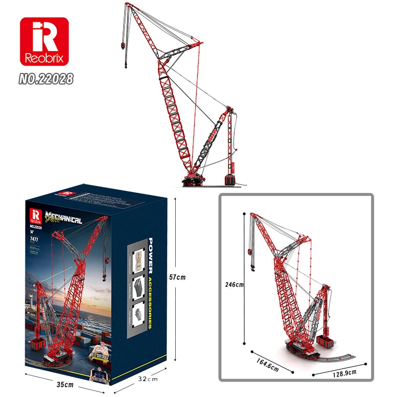 Reobrix 22028 Remote Control Heavy Ring Crane Building Blocks - 7477 Pieces