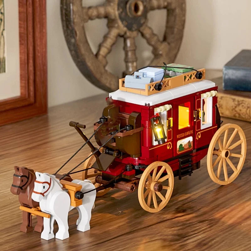 293PCS LED Western Stagecoach Building Blocks - Fun Educational Toy
