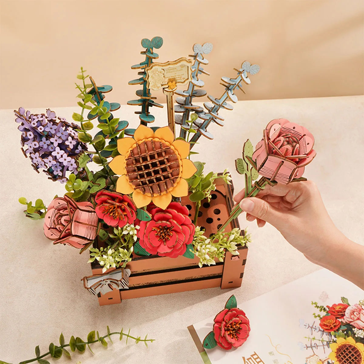 Robotime Wooden Bloom Box 3D DIY Puzzle for Home Decor & Gifts