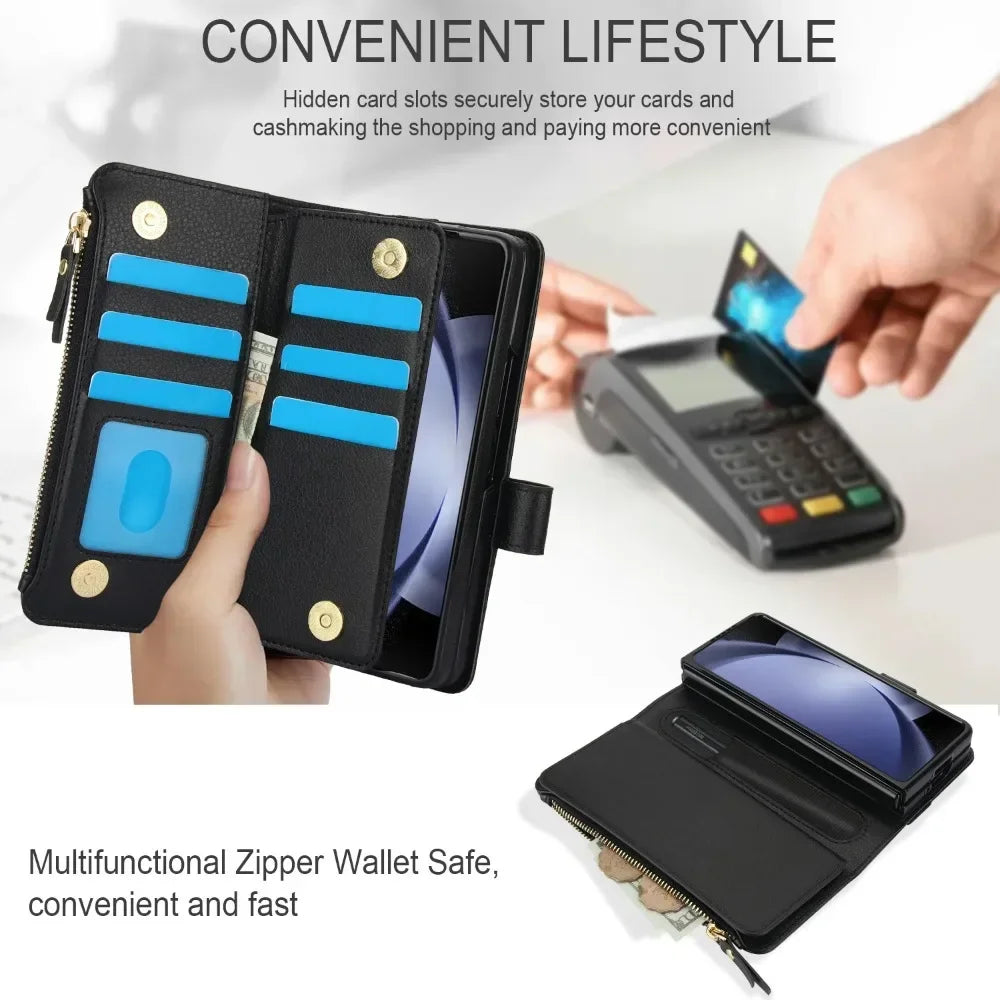 Premium Crossbody Leather Phone Case for Samsung Galaxy Z Fold 3-7