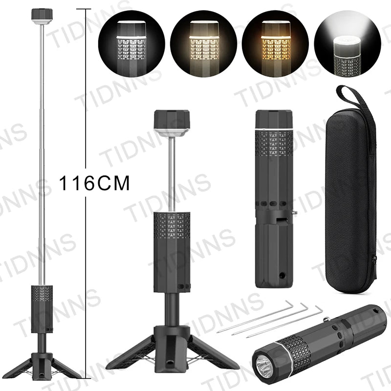 TIDNNS LED Camping Flashlight & Lantern - Rechargeable, Telescopic, Versatile