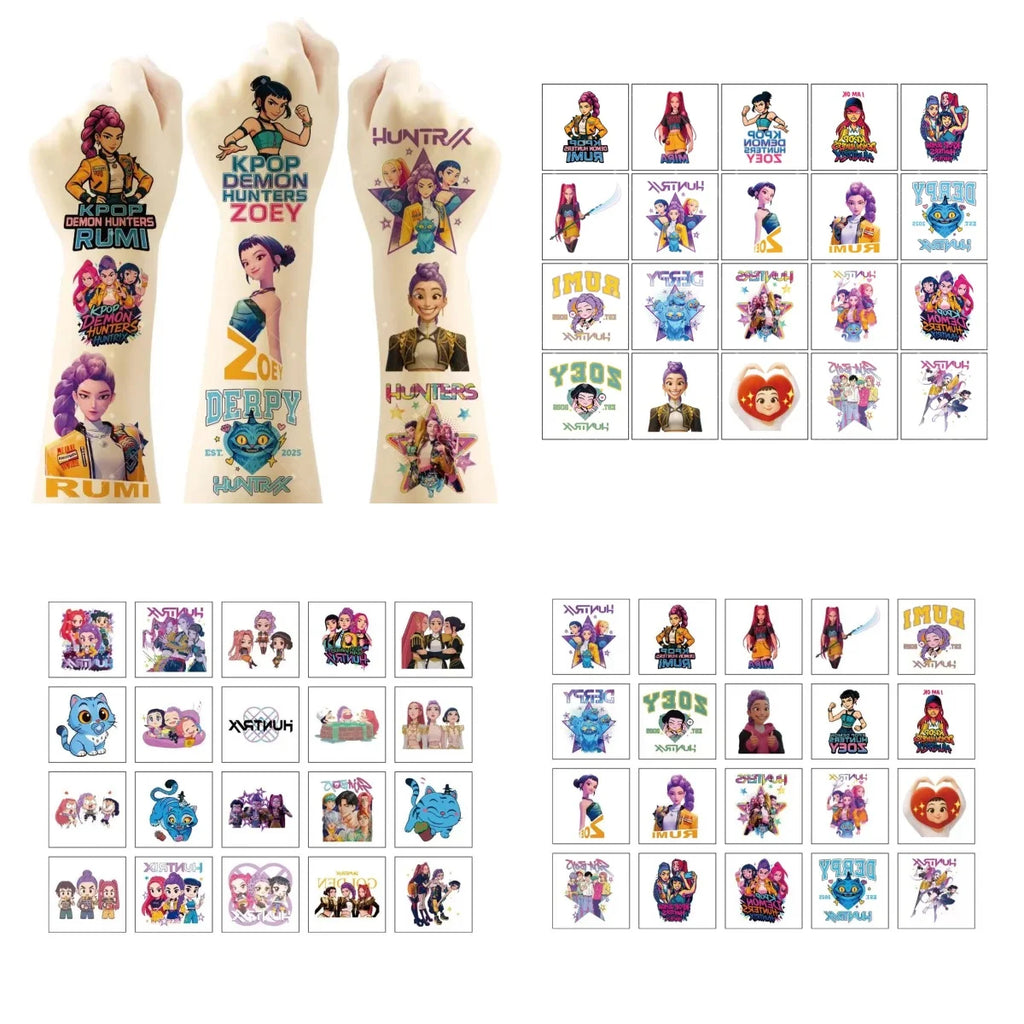 20pcs Cartoon Temporary Tattoo Stickers for Parties & Cosplay