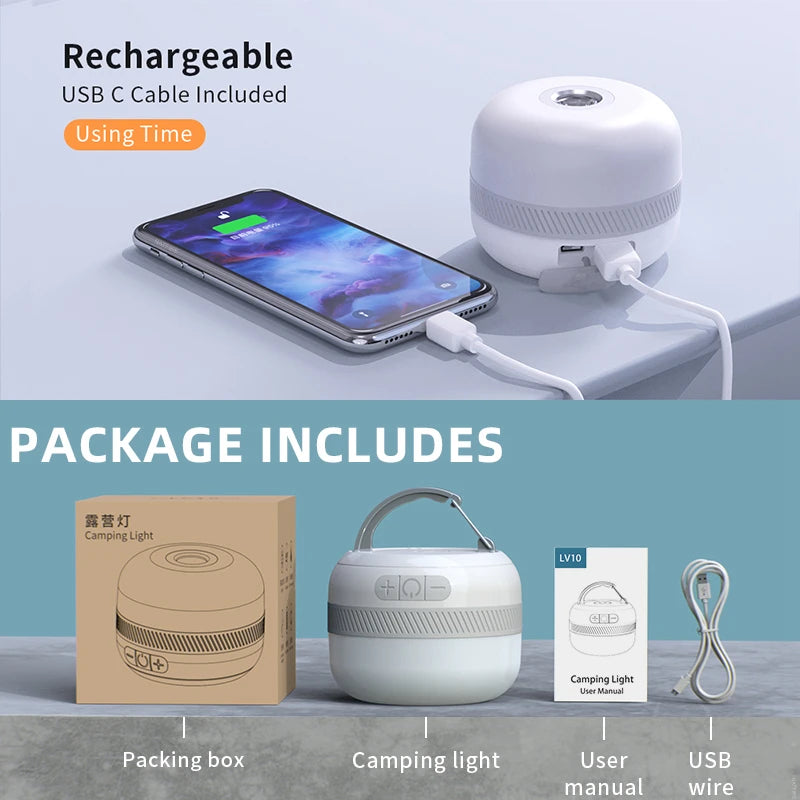 NATFIRE LV10 Rechargeable LED Camping Lantern - 230 Hours of Light