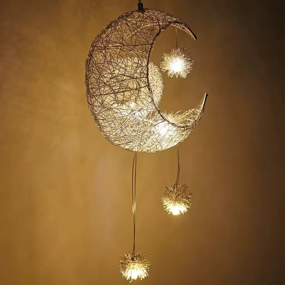 Nordic Star Moon LED Night Light Pendant Lamp for Kids Room