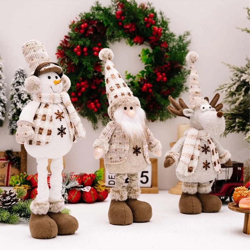 Adjustable Santa, Snowman & Reindeer Plush Dolls - Perfect Christmas Decor