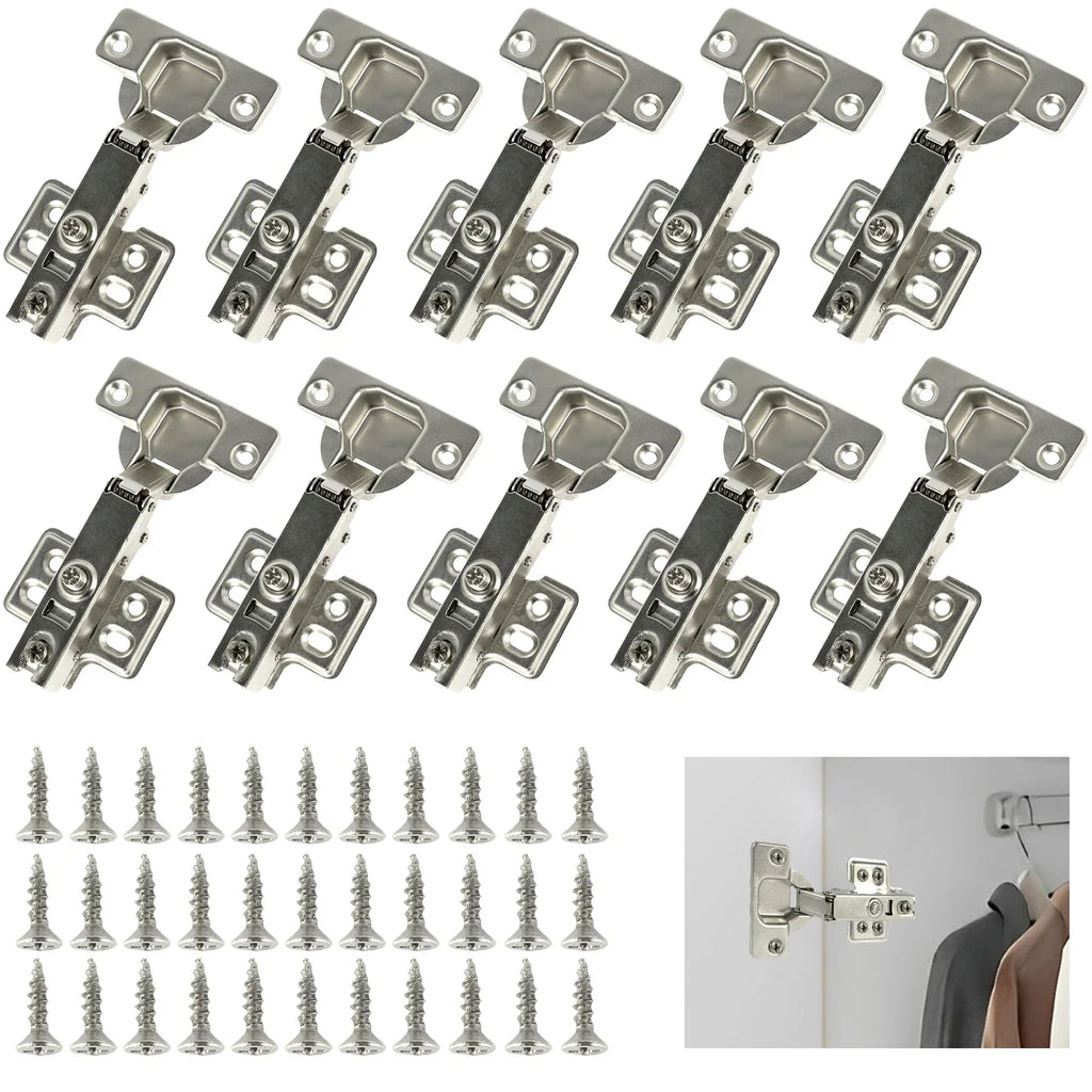 Stainless Steel Hydraulic Soft Close Cabinet Hinges - 10 or 20 Pcs