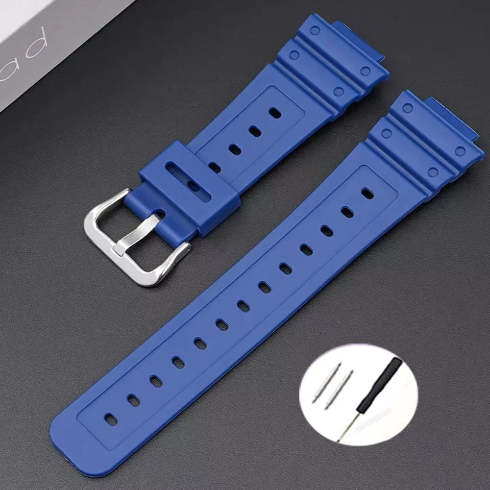 16mm Waterproof Silicone Watch Strap for Casio Models | Silver Buckle