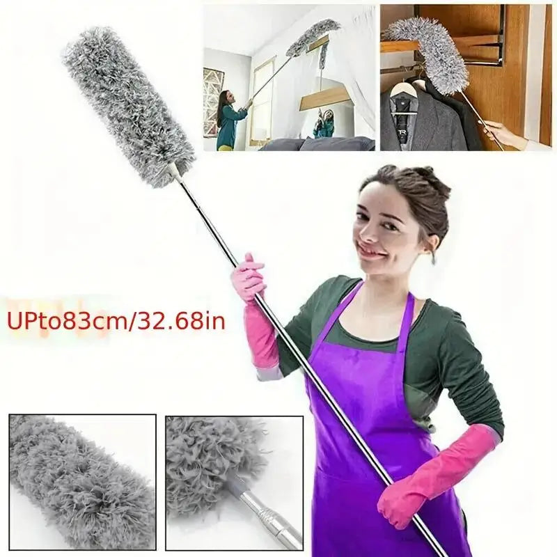 47" Extendable Microfiber Duster Pole - Washable & Versatile Cleaning Tool