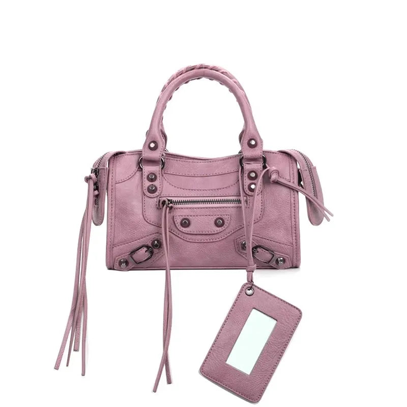 Y2K Dusty Pink Vintage Motorcycle Mini Square Bag for Women
