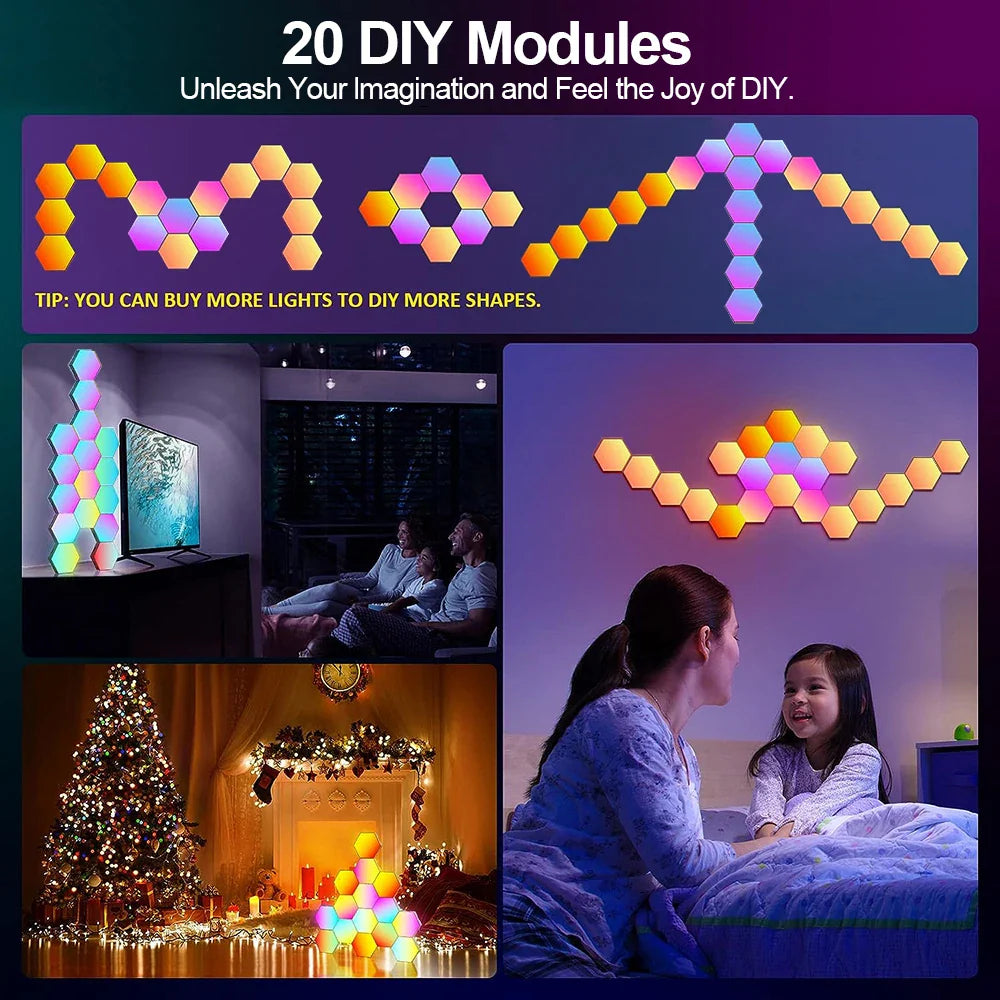 RGB Smart Hexagonal Wall Lamp - Color Changing Ambient Light