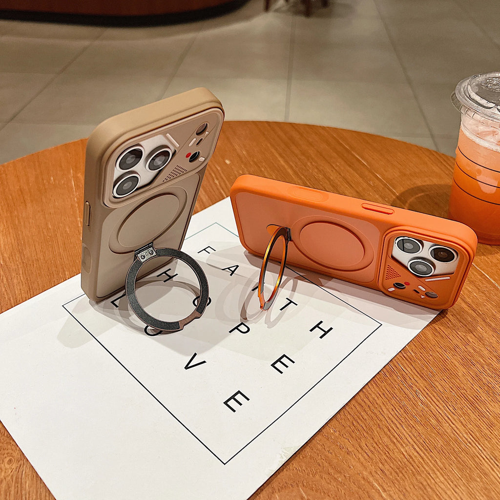 Luxury Magnetic Phone Case with Metal Ring Holder for iPhone 15-17