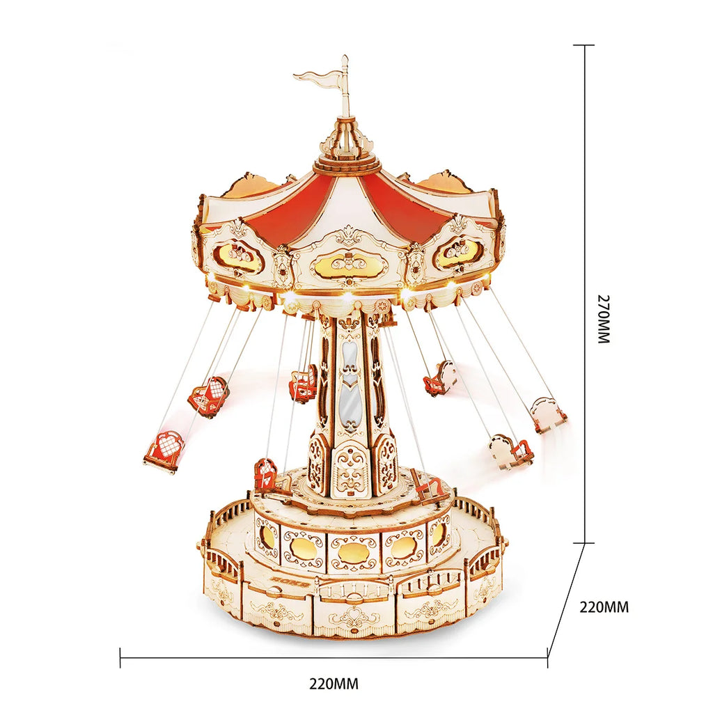 Robotime 3D Wooden Puzzle Music Box - DIY Amusement Park Experience