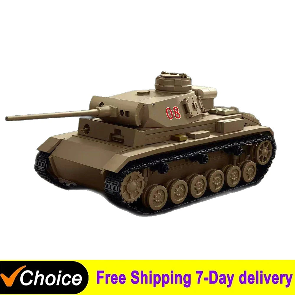 MOC Afrika Korps Panzer III Tank Model Building Blocks Toy
