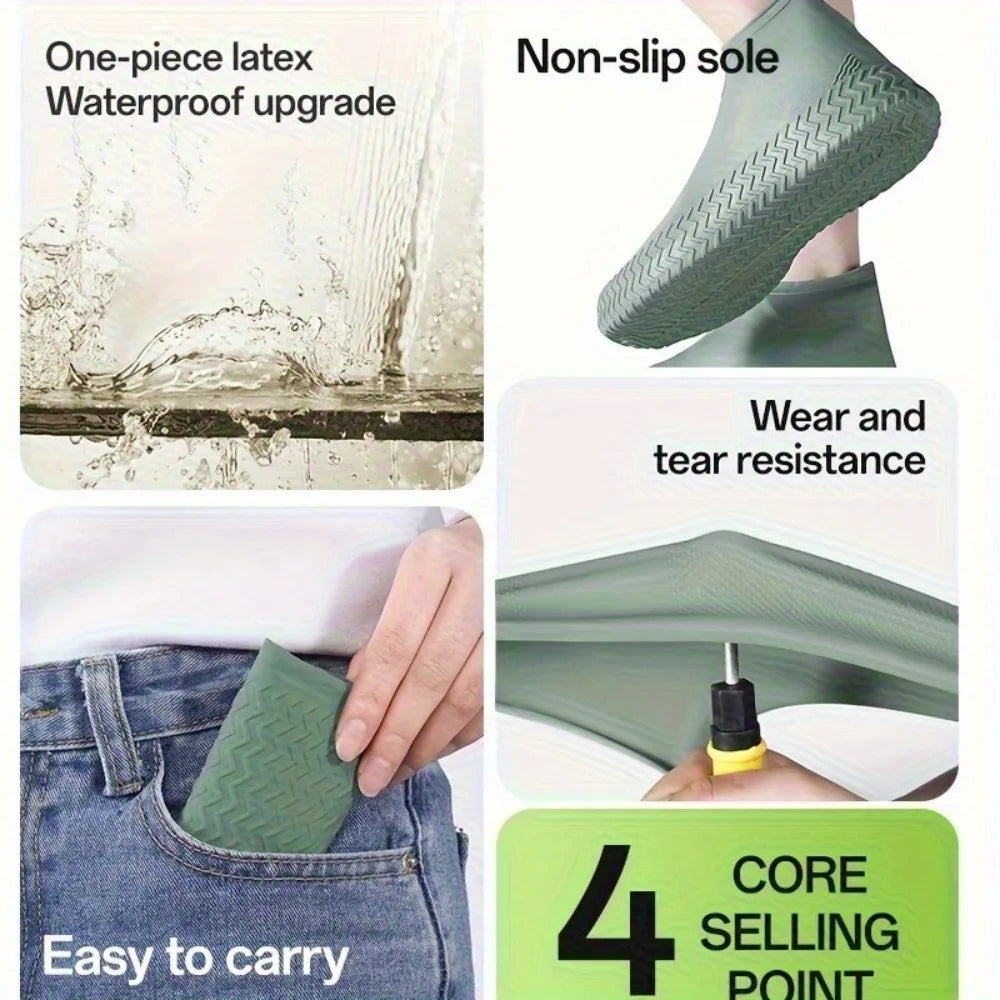 Reusable Thick Latex Waterproof Shoe Covers for Men & Women