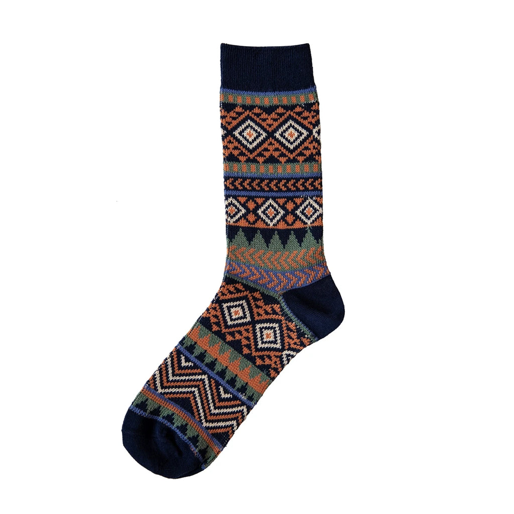 5 Pairs Vintage Fair Isle Crew Socks for Boots - Stylish Comfort