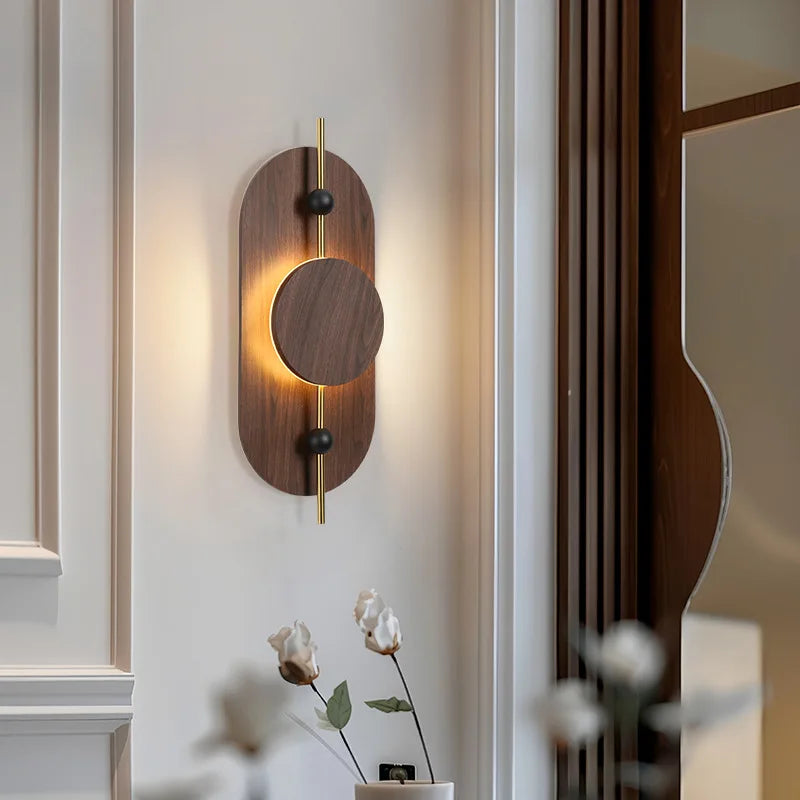 Modern LED Wall Lamp - Elegant Wooden Shade for Living Space