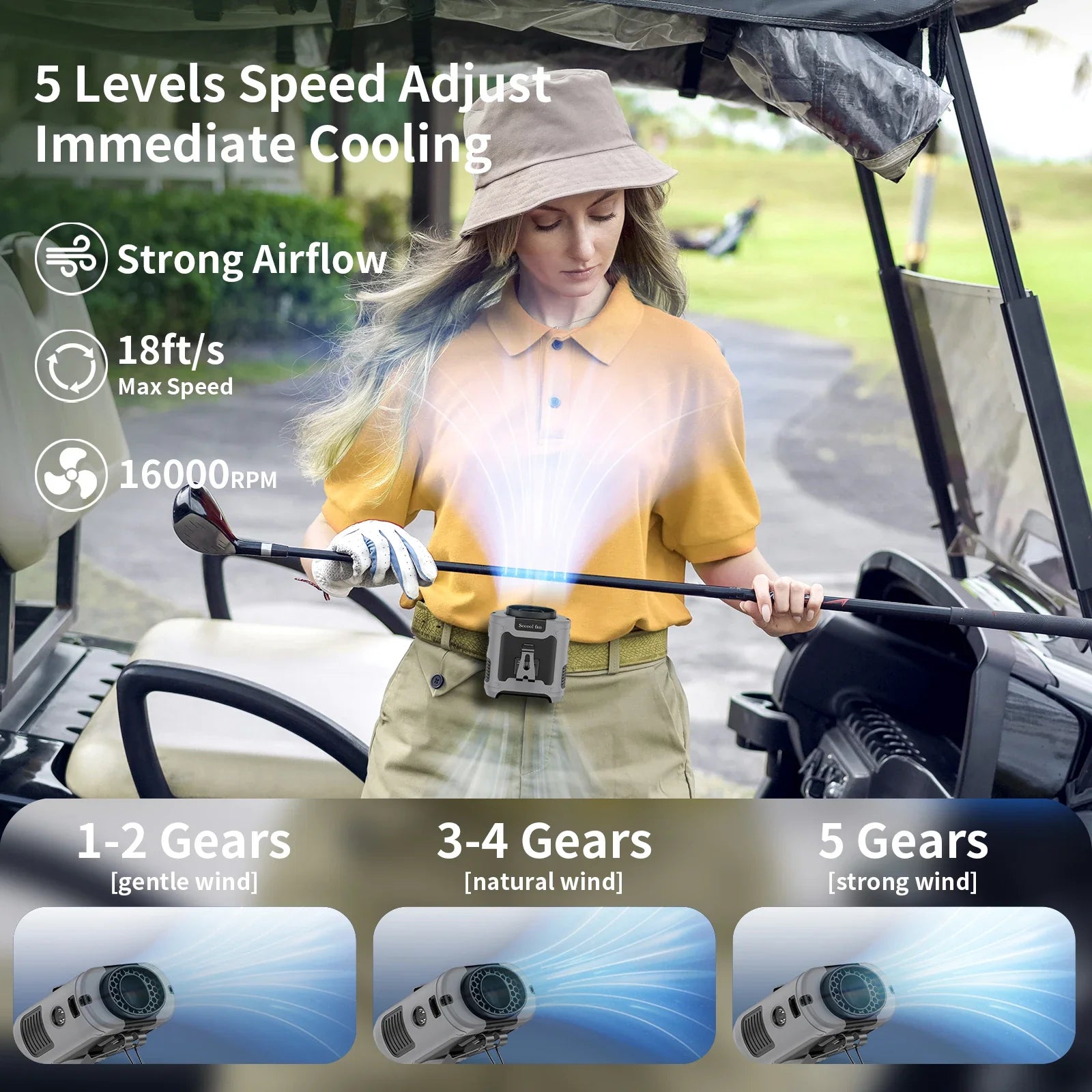 Socool 10000mAh Portable Neck Fan - Powerful Cooling & LED Light