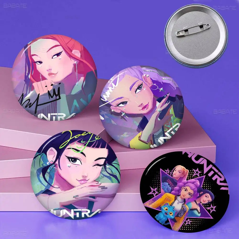 K-Pop Demon Hunters Anime Pin Button | Cute Cartoon Brooch Jewelry