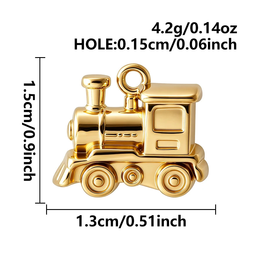 4pcs Funny Transportation Charms - Stainless Steel Pendants for DIY