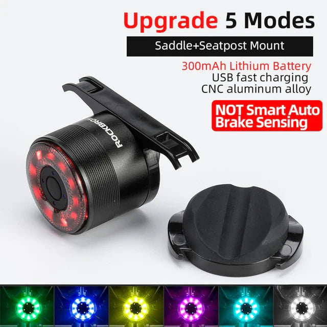 ROCKBROS Smart Auto Brake Sensing Tail Light - IPX6 Waterproof Safety