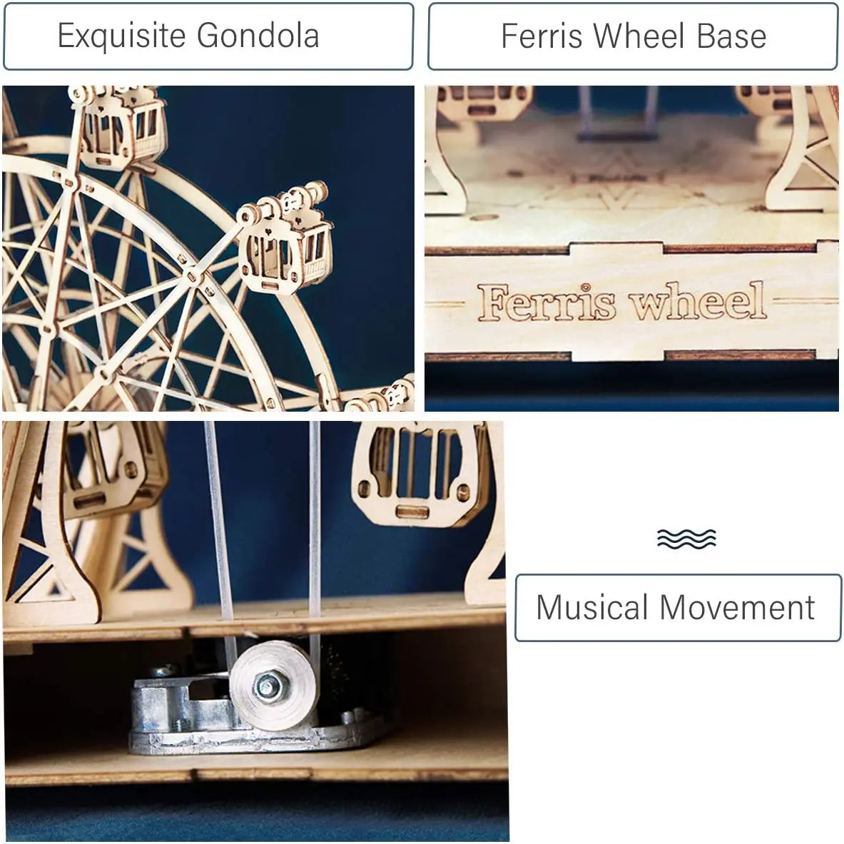 Robotime DIY 3D Wooden Ferris Wheel Model Kit - Fun & Creative Toy