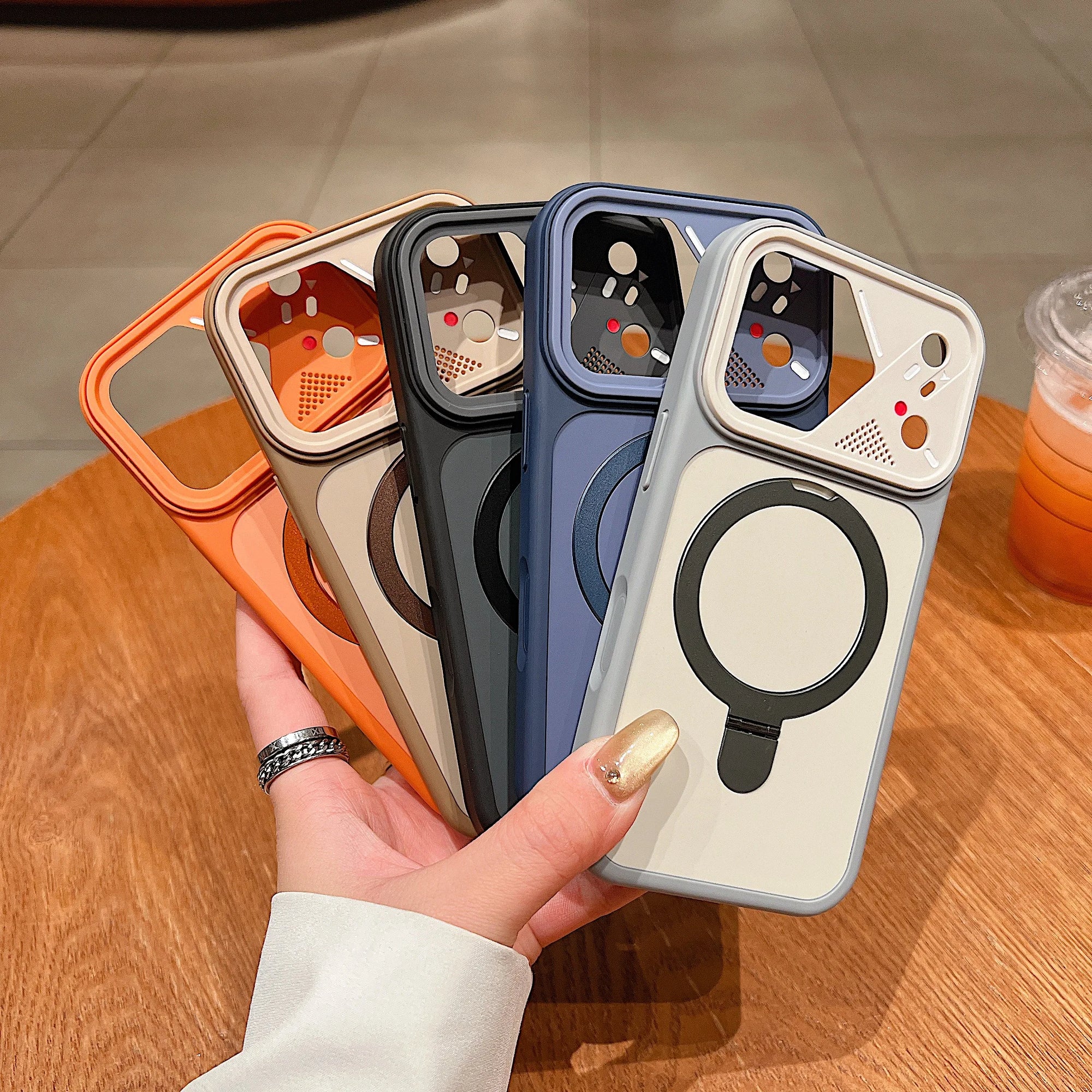 Luxury Magnetic Phone Case with Metal Ring Holder for iPhone 15-17