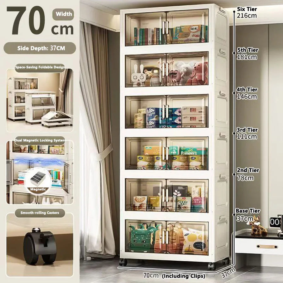 Folding Storage Cabinet - Versatile Toy & Snack Organizer for Home