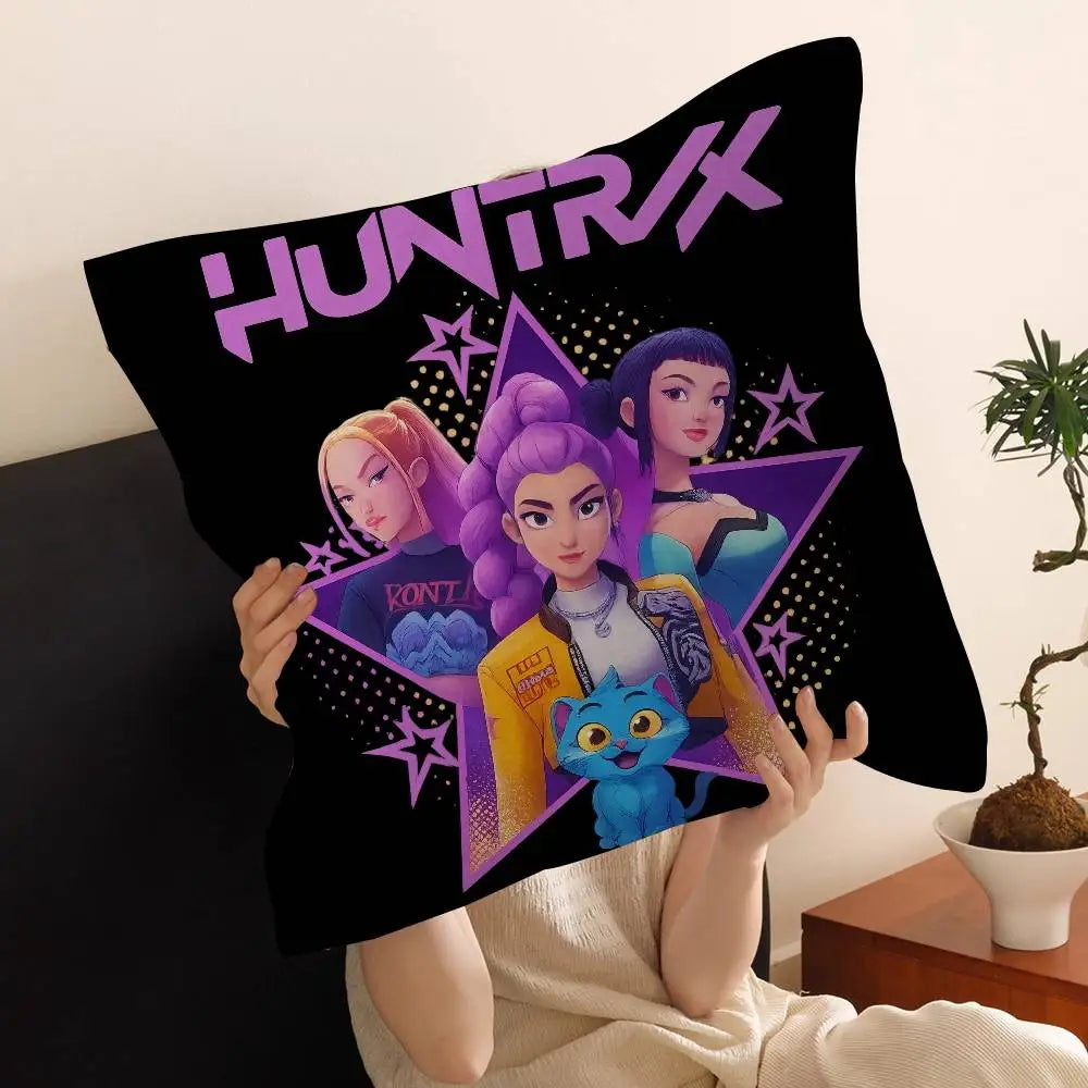 Kop-Cartoon K-Pop Demon Hunters Cushion Cover - Home Decor Pillow