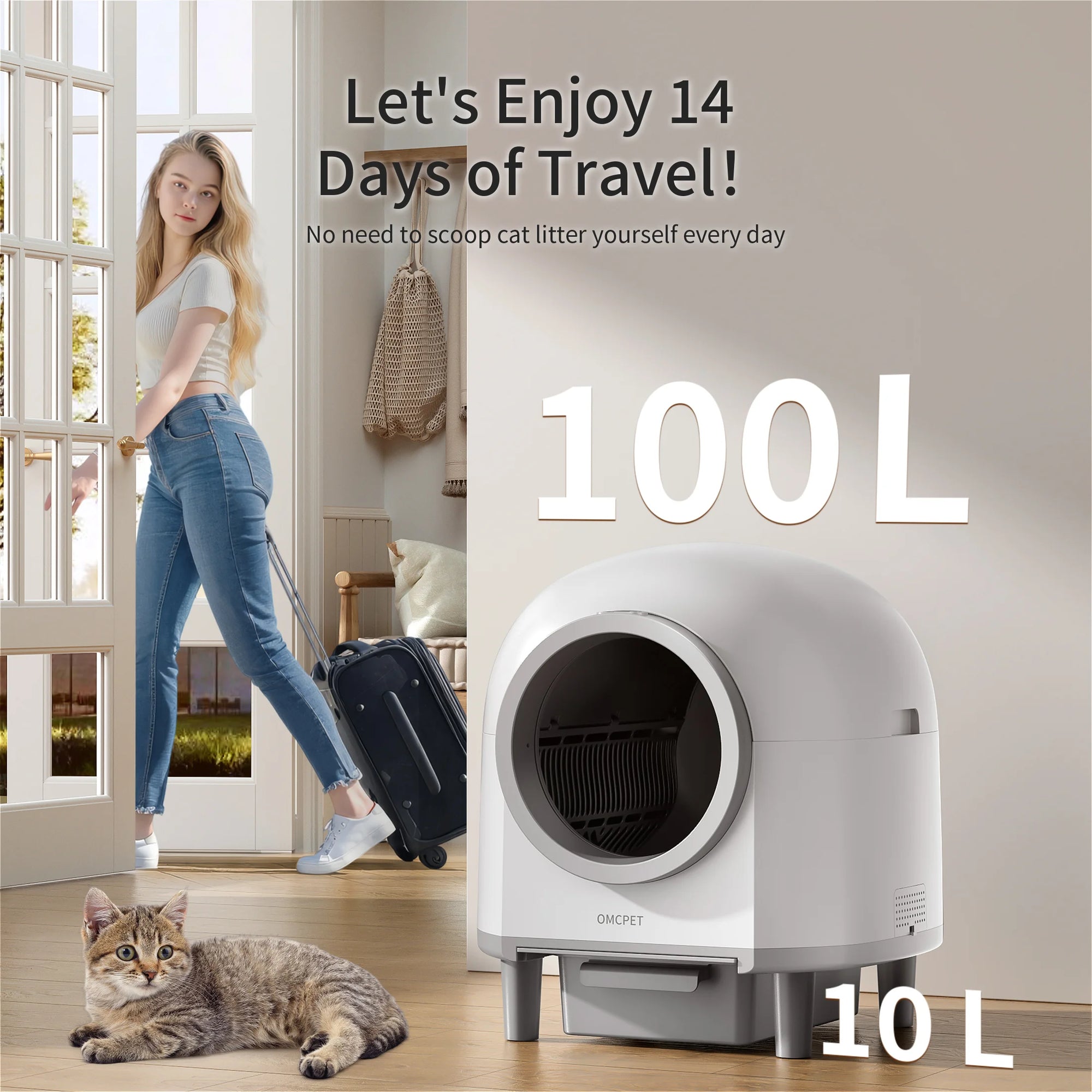 REDSASA Smart Automatic Cat Litter Box with App Control & Safety Sensors