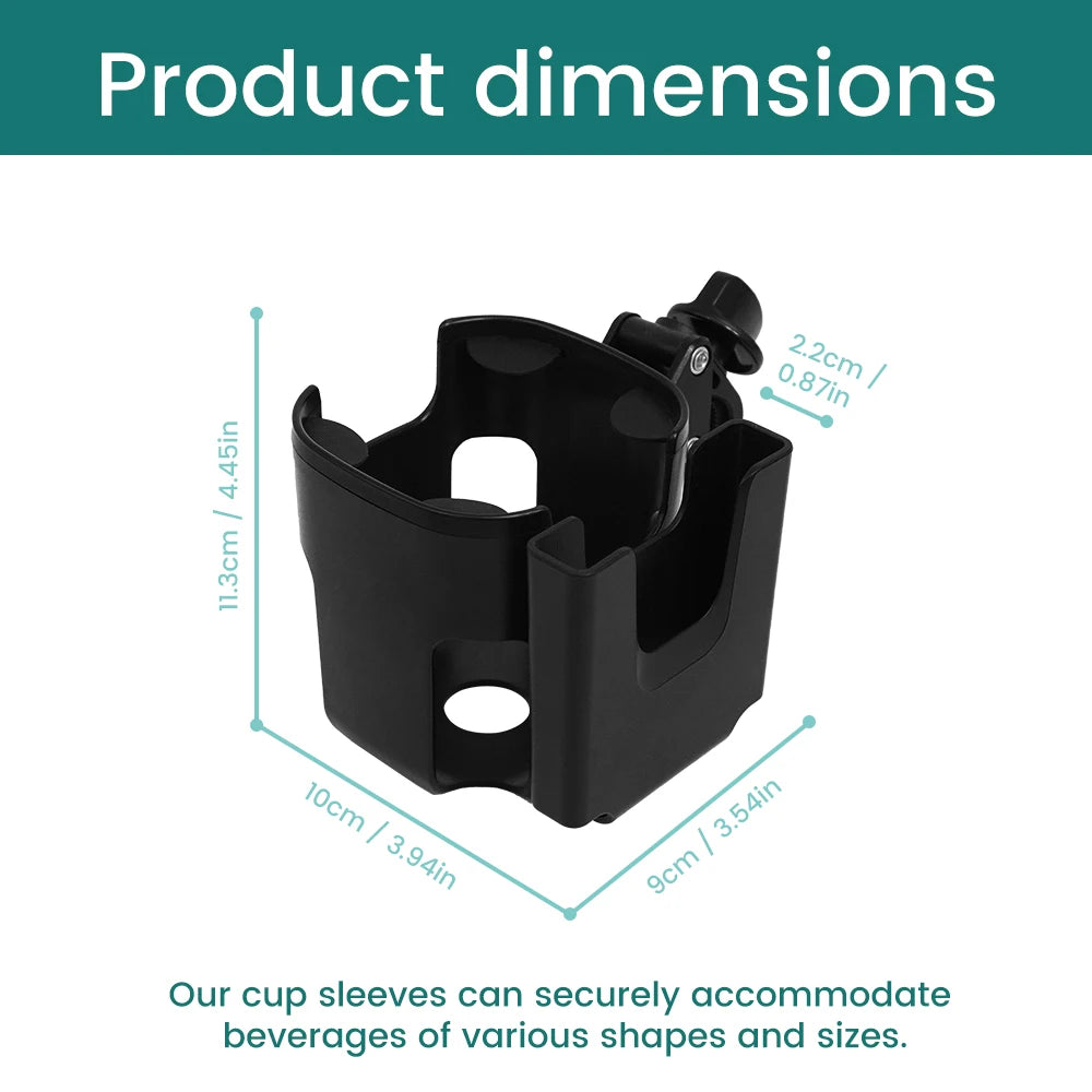 Universal Stroller & Bike Cup Holder with Phone Mount - 360° Rotatable