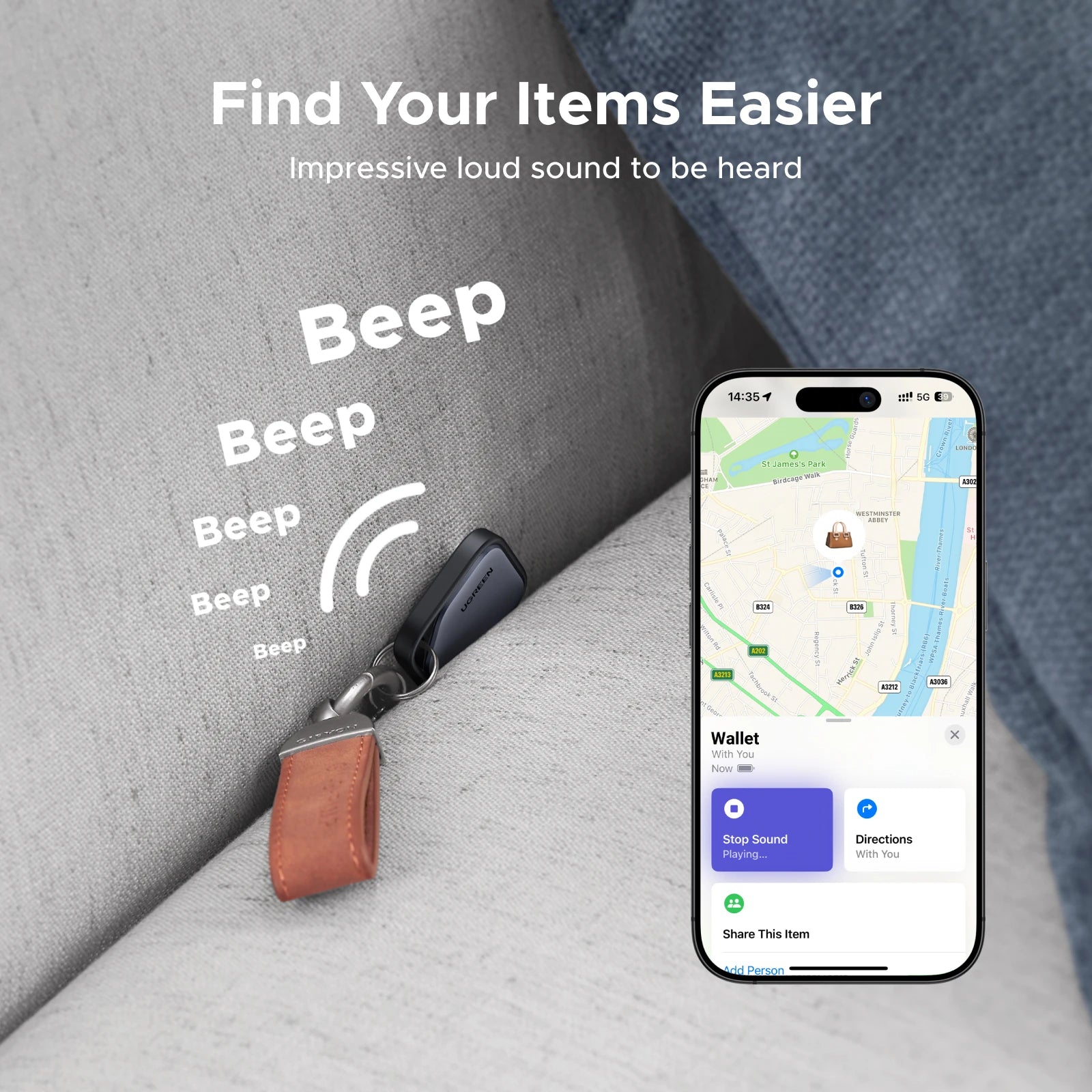 2-Pack Bluetooth Item Tracker for iPhone - Smart Locator Tags