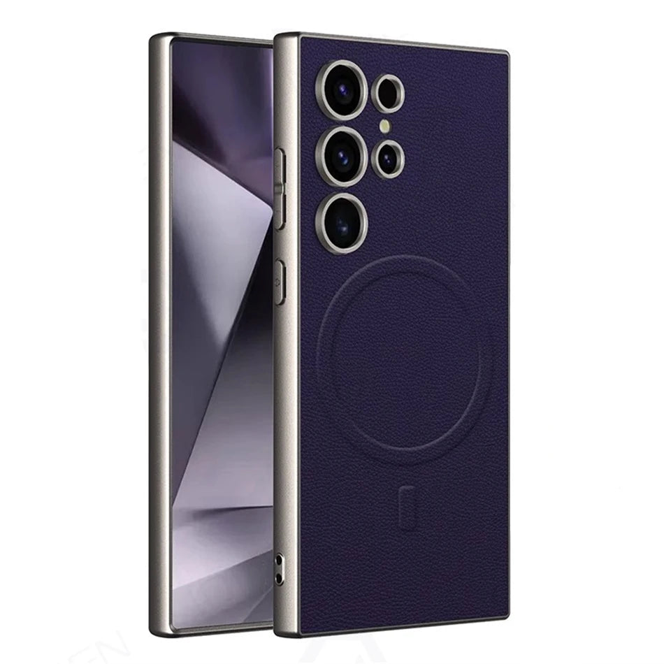 Luxury PU Leather Case for Galaxy S23/S24/S25 Ultra - Magnetic, Shockproof