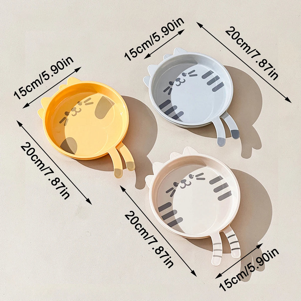 Cute Cat Shaped Reusable Plastic Plates - Fun Fruit Dessert Set