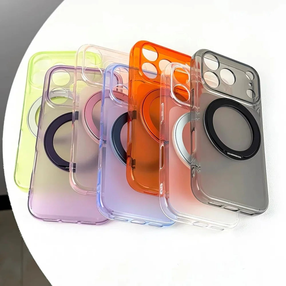 Clear MagSafe-Compatible Ring Stand Case for iPhone 11-17 | Shockproof