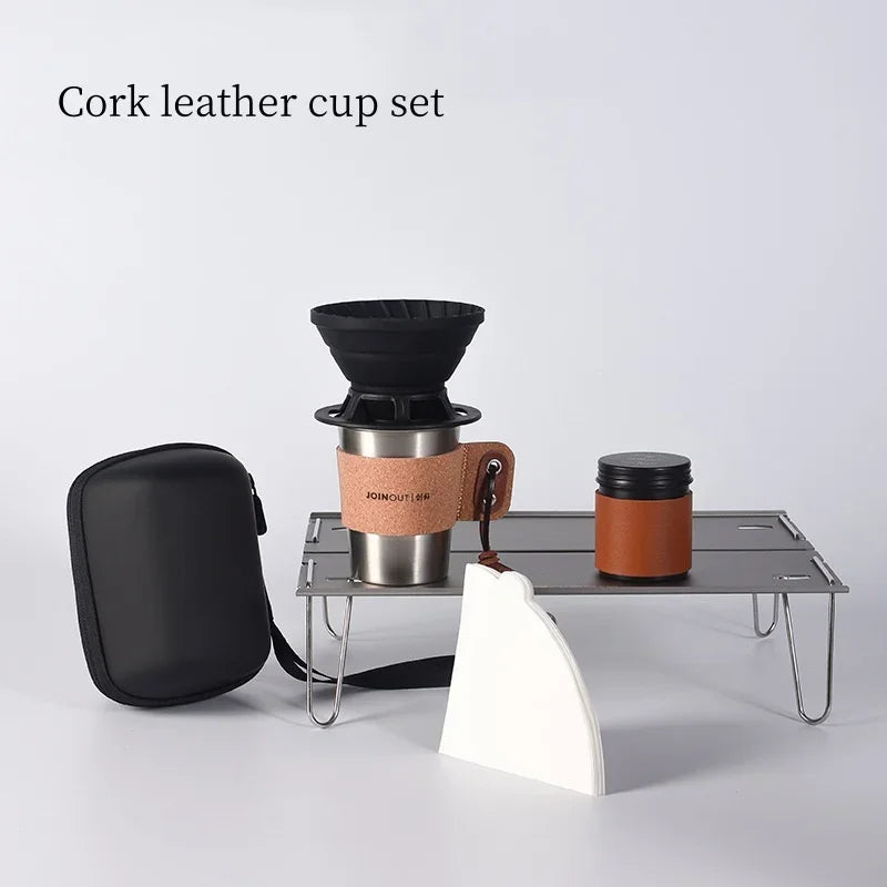 Portable Coffee Maker Set for Camping & Travel - Silicone Filter Included