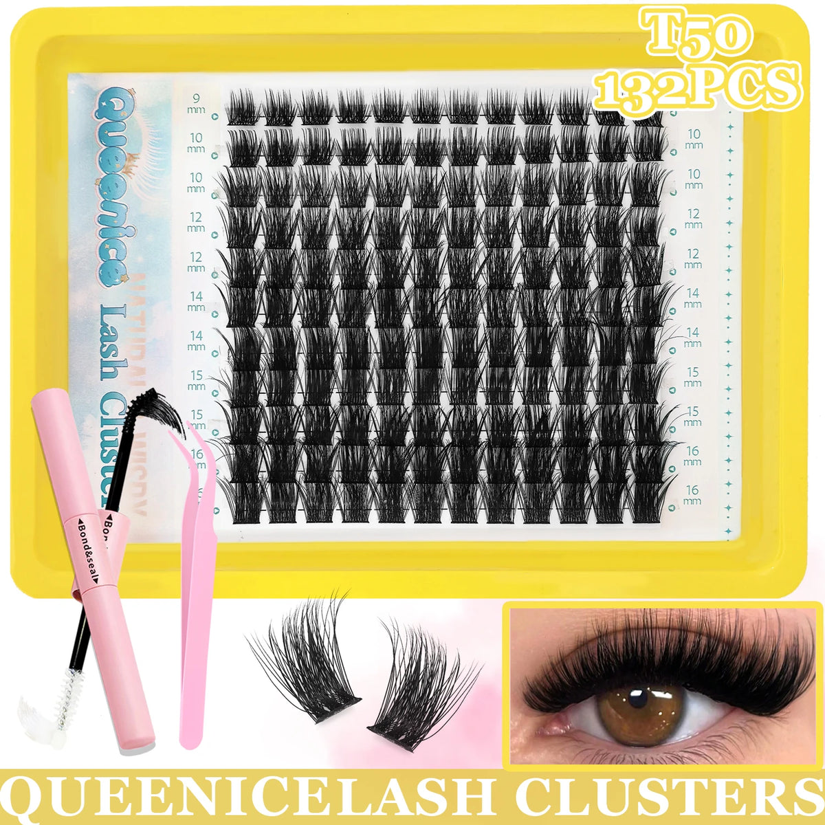 DIY Eyelash Extension Kit - Natural Long Individual Lashes Clusters