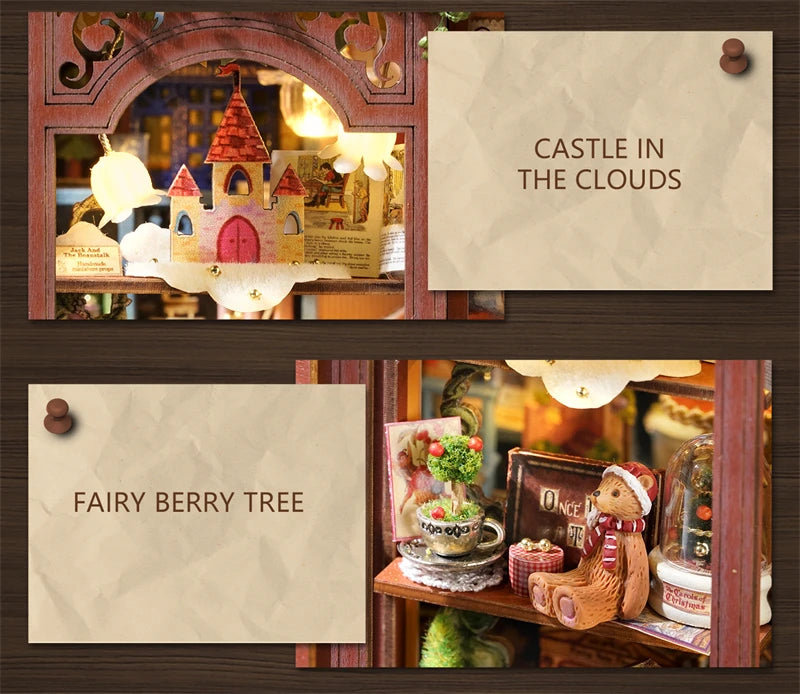 DIY Fairy-Tale Wonderhouse Wooden Miniature Dollhouse Kit with Furniture