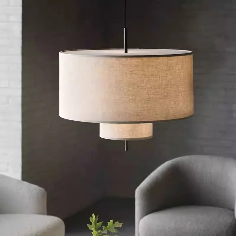 Nordic Wabi Sabi Handmade Linen LED Pendant Lamp for Home Decor