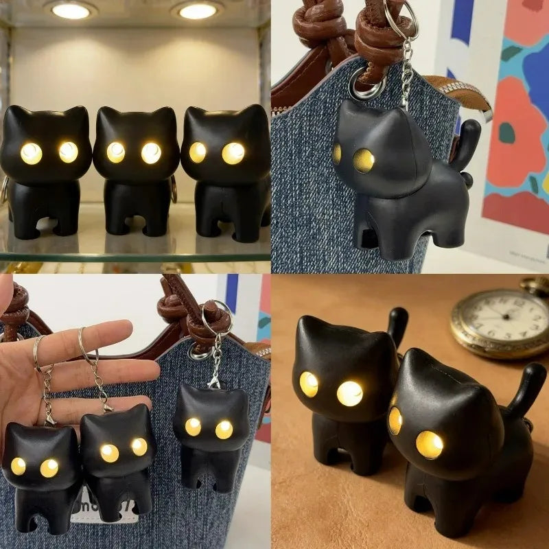 Cute LED Cat Keychain Night Light with Meowing Sound - Perfect Gift!