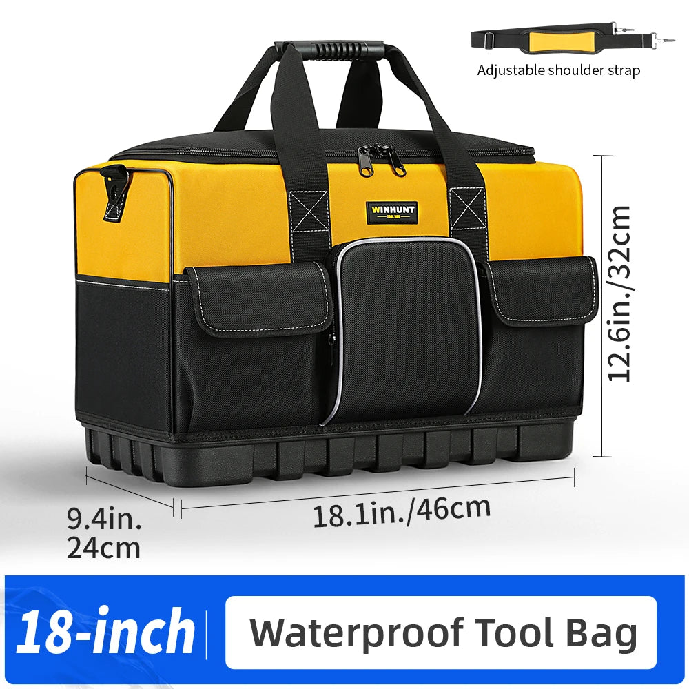 WINHUNT Heavy-Duty Tool Bag - Wide Mouth, Adjustable Strap, Durable