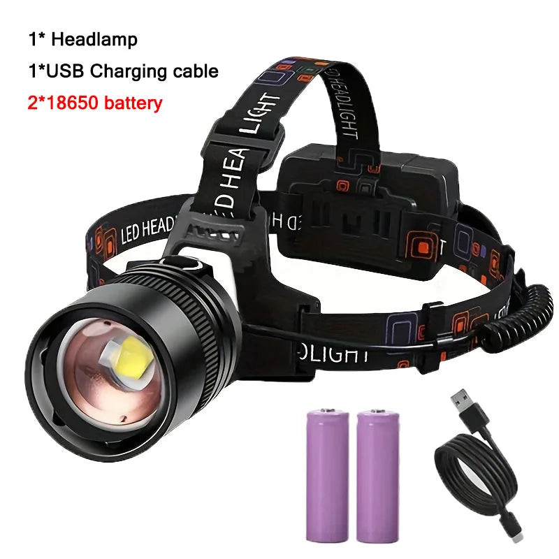 Rechargeable LED Headlamp - High Lumens, Waterproof for Camping & Hiking