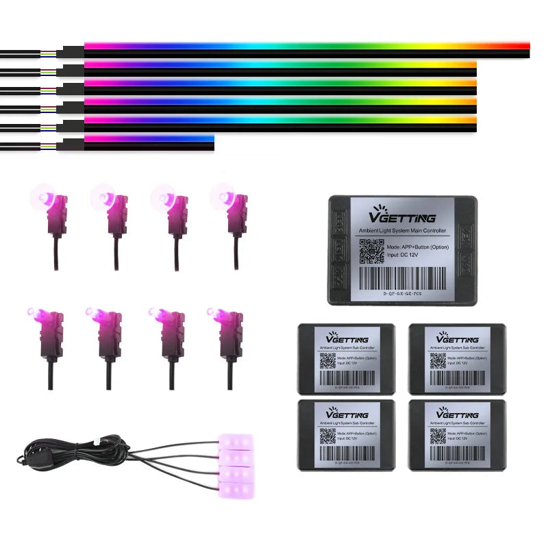 RGB LED Car Ambient Lights - 64 Color Customizable Symphony Lamp