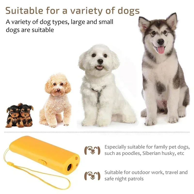 3-in-1 Ultrasonic Anti-Barking Device with LED Light for Dogs